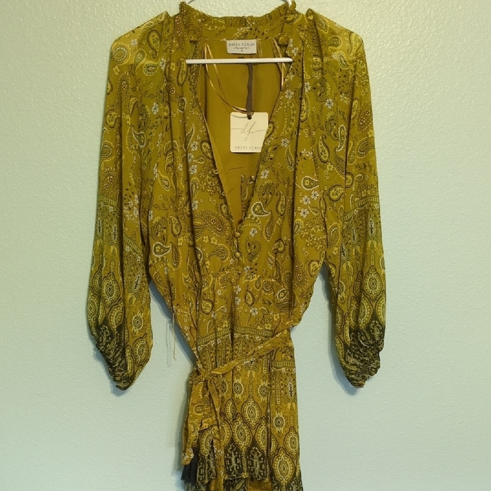 Dress Forum Mustard Floral Long Sleeve Romper - Picture 5 of 5